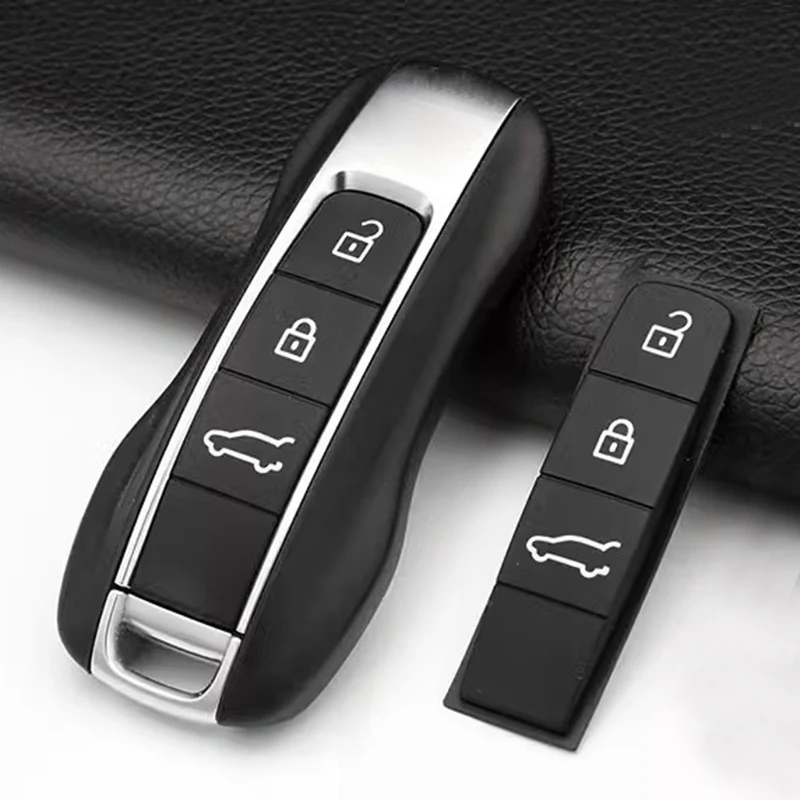 Car Key Case Rubber Pad For Porsche Cayenne Panamera Cayman Macan Boxster 718 911 Remote Control Silicone Key Button Replace