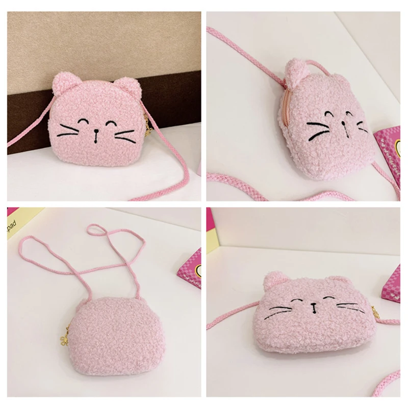 Sac à bandoulière chat de dessin animé KrasnoPlush pour enfants, sac à bandoulière Kawaii, sac d'extérieur pour garçons et filles, sac de messager mignon pour enfants, automne et hiver