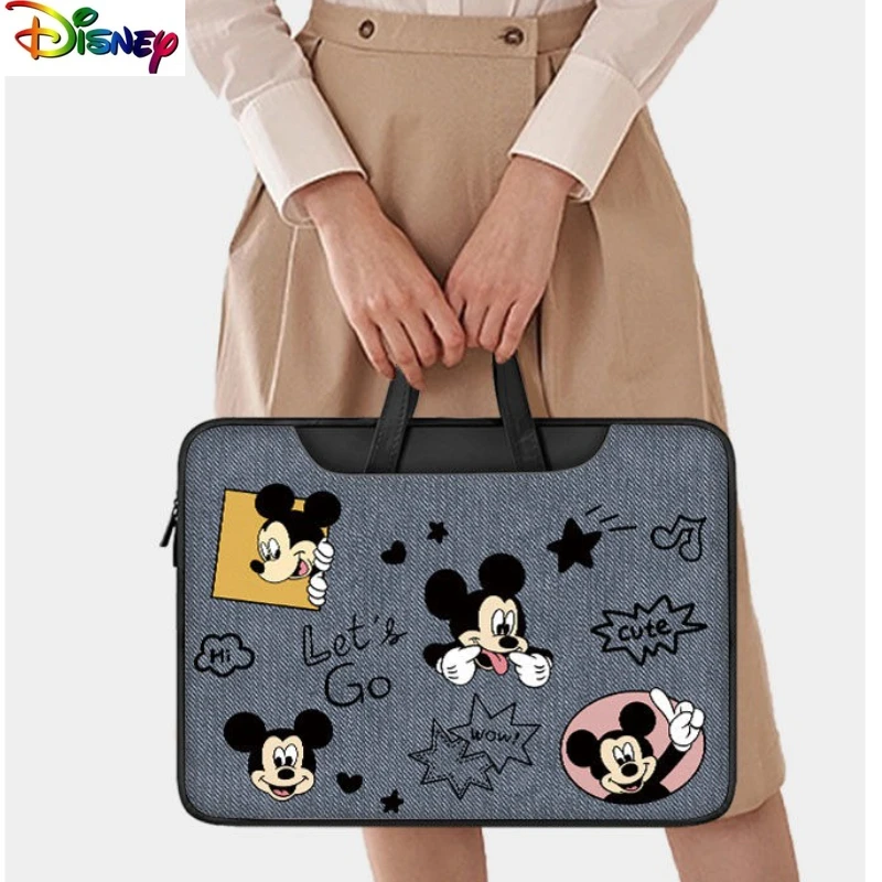 

Disney Mickey cartoon computer bag for women, fashionable, classic, versatile, multifunctional storage, file carrying bag