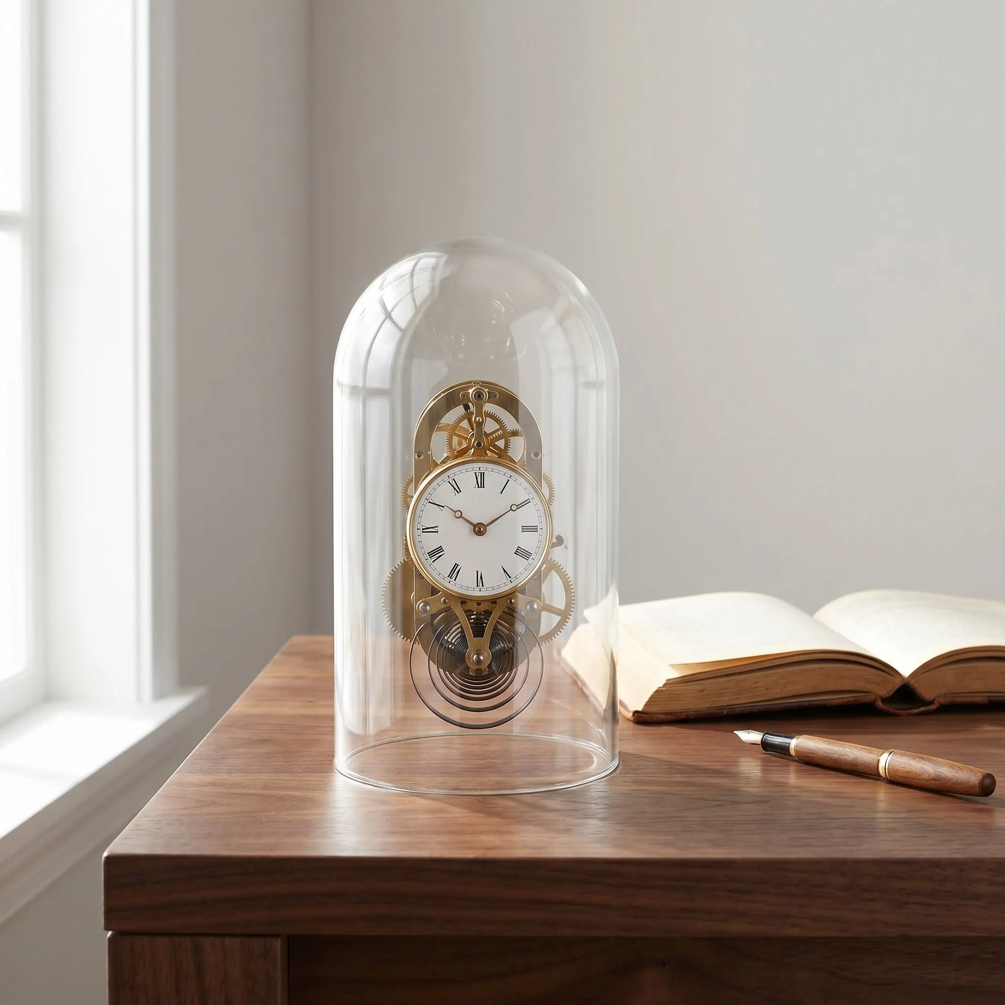 Glass Dome for Vintage Clock Perfect Protection Display Cover Preservation Cloche Transparent Mantel Clock