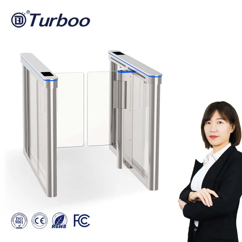 custom.High Security RFID Optical Face Recognition Pedestrian Access Control Swing Turnstile Barrier Speed Gate System Hotel
