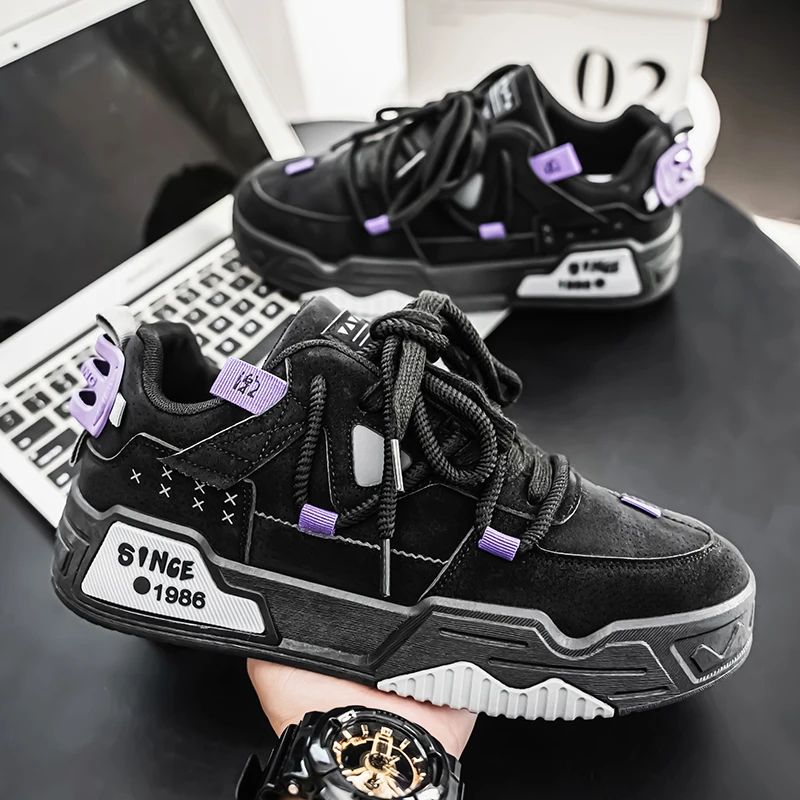 

Мужские осенние кроссовки 2025: Новые трендовые брендовые высококачественные повседневные кроссовки на толстой подошве для молодежи, черные, мягкие, увеличивающие рост