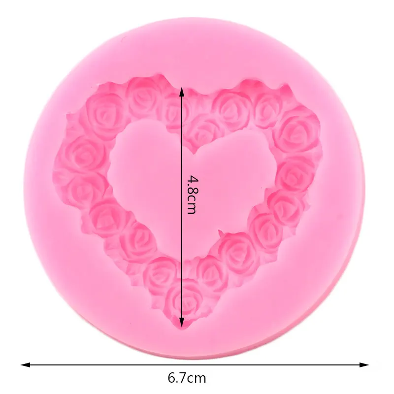 Heart Shaped Roses Wreath Silicone Mold DIY Wedding Cupcake Topper Fondant Molds Cake Decorating Tools Chocolate Gumpaste Moulds