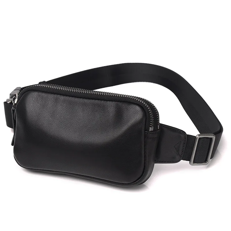 

Small Size Genuine Top Layer Cowhide Leather Waist Bag Men's Phone Bag Casual Outdoor Sports Faion Chest Bag Slung Bag