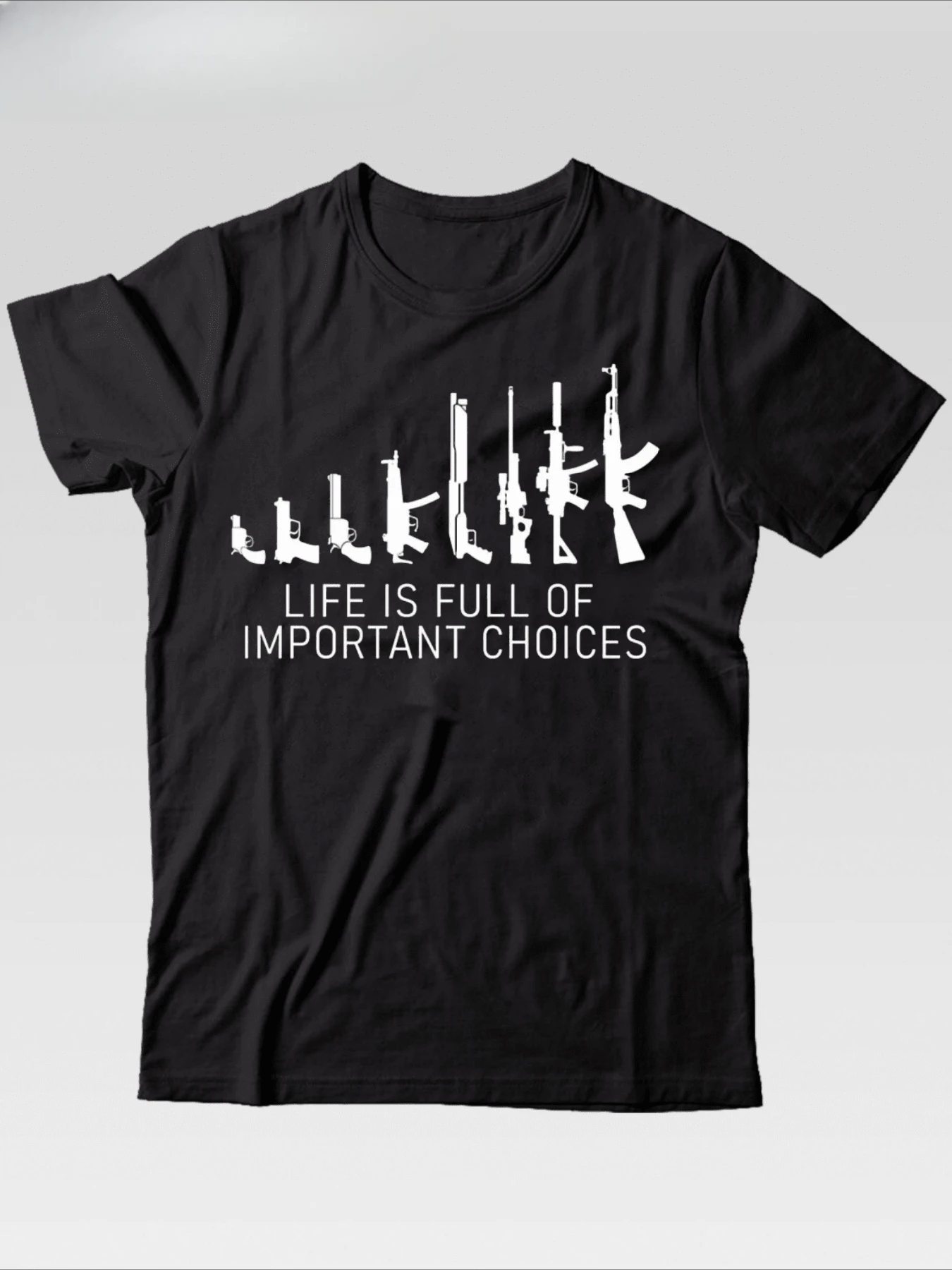 Mens Pro Gun T-Shirt Life Is Full Of Lmportant Choices USA Patriotic T-Shirt (Single Piece) 100% Cotton