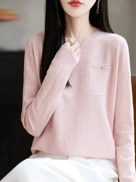 

Outlet Store Big Brand Women's Knitted Sweater Tagl Trendy Texture Base Layer irt Inner Wear Top Soft Polyester Blend