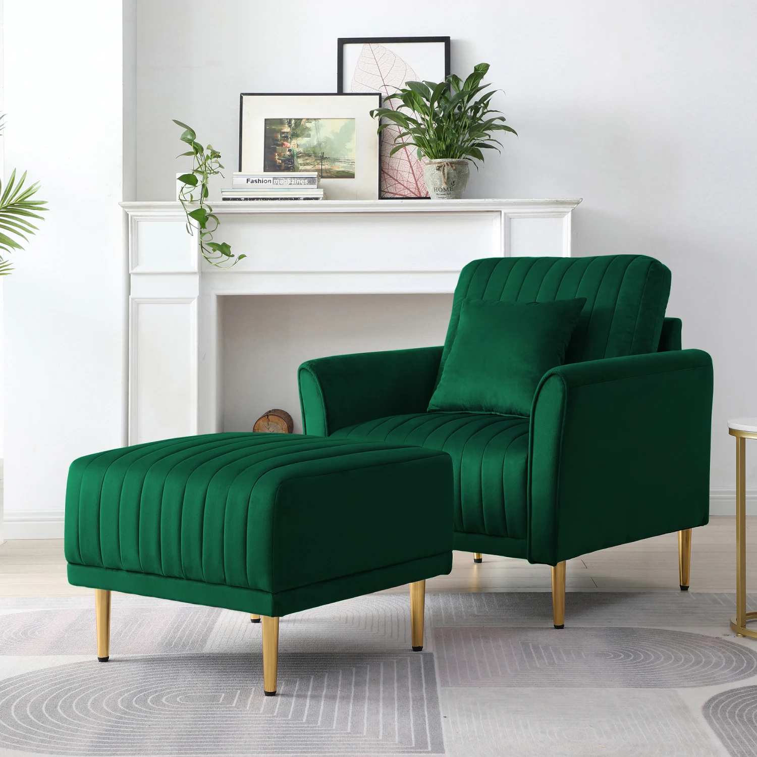 

Modern Accent Chair Roll Arm Fabric Chairs, Contemporary Leisure Side Chair, Armchair for Living Room or Bedroom with Metal Legs