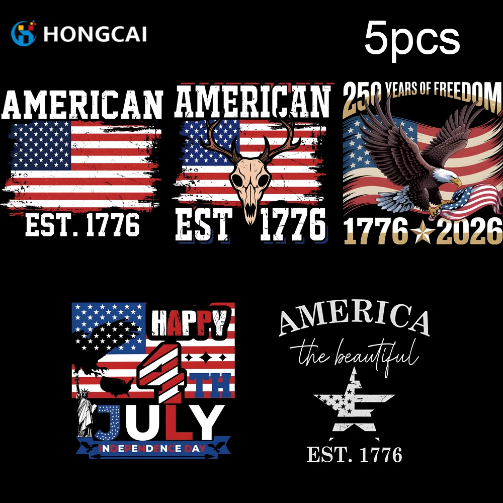 5-pecas-de-patches-termocolantes-dtf-com-bandeira-americana-1776-e-Aguia-para-camisetas-diy-dia-da-independencia