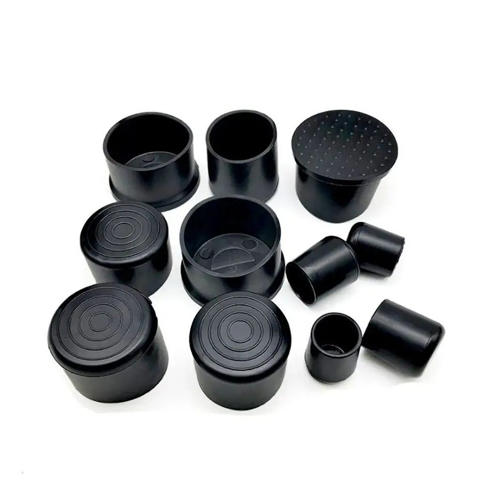 Black Round Chair Leg Caps PVC Rubber Furniture Feet Pads Non-Slip Tubing End Covers Floor Protectors Pads Table Bottom Cover