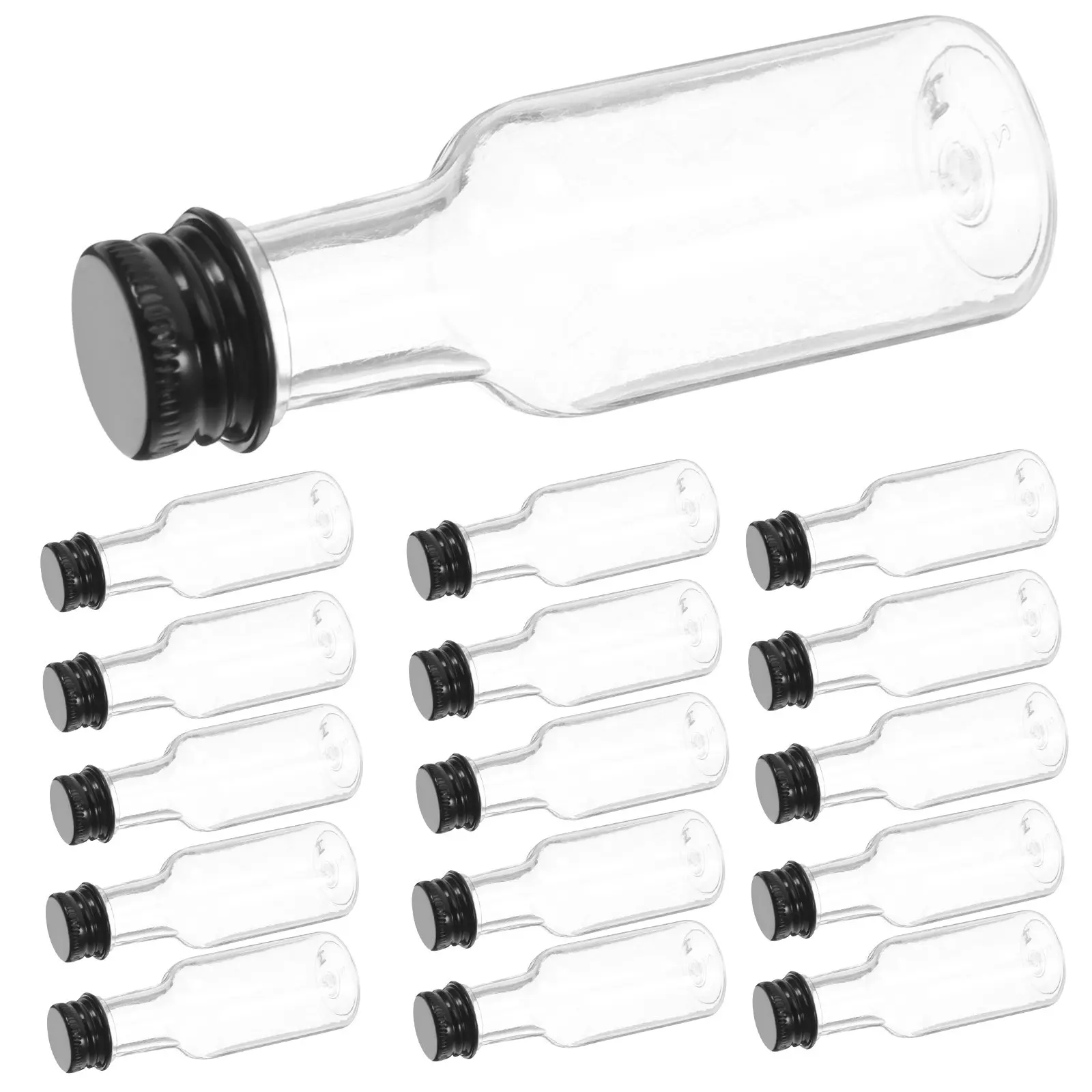 24Pcs Mini Liquor Bottles Empty Plastic Bottles Aluminum Cap Portable Leakproof for Sample Wine Spirits Milk Tea Packaging