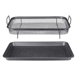Baking Dish Stainless steel Non-stick Baking Tray Oil Frying Baking Pan Chips Basket Grill Mesh Kitchen Tools Easy clean