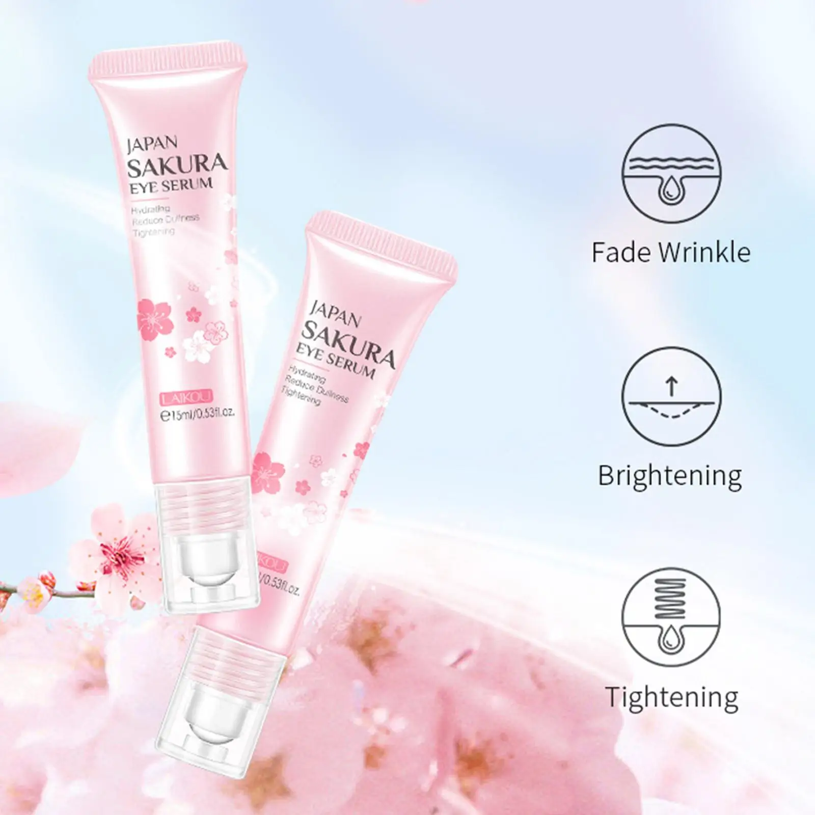 LAIKOU 아이 세럼 아이 롤러 마사지 비타민 서클 크림 C 산 보습 히알루론산 다크 백 스킨 케어 Ey T6C6, 15ml