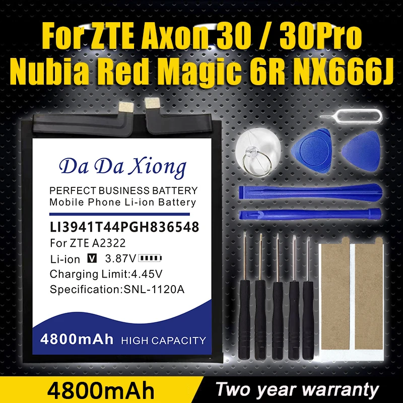 

4800mAh Li3941T44PGh836548 Battery For Nubia Red Magic 6R NX666J ZTE Axon 30 Pro A2020 5G A2122h A31 A31Pro Mobile Phone+Tools