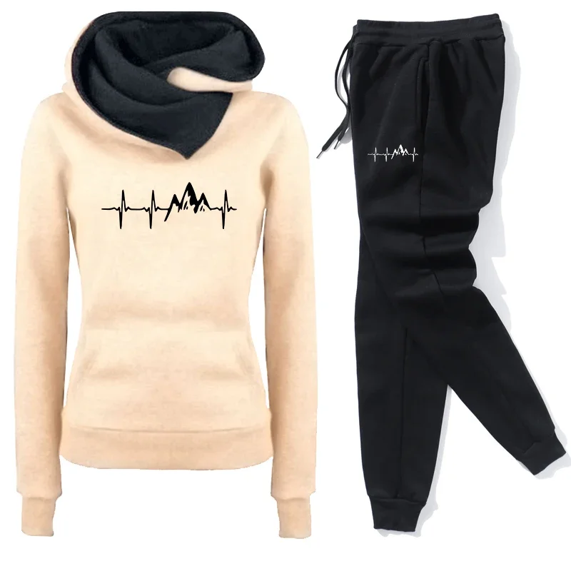Diário outono inverno qualidade hoodies agasalho feminino casual impressão única calças esportivas conforto ao ar livre jogging ginásio mulher moda