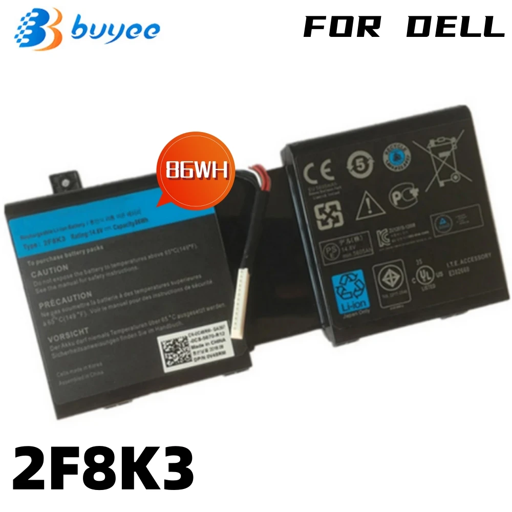 14.8V 86WH 2F8K3 Genuine Laptop Battery FOR Dell Alienware 17 18X M17X R5 M18X R3 Series Notebook 02F8K3 KJ2PX 0KJ2PX G33TT