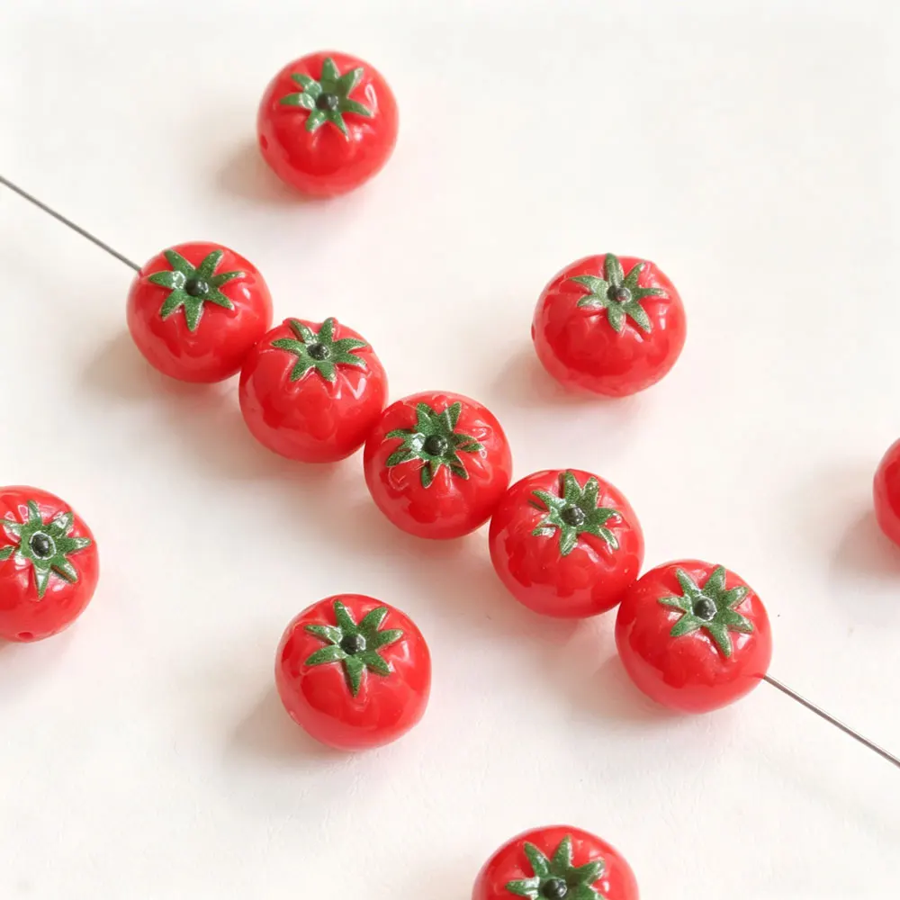 5 piezas de abalorios de resina 3D con forma de arándano y tomate, colgantes de frutas, cuentas espaciadoras sueltas para accesorios de joyería DIY, pulseras y pendientes