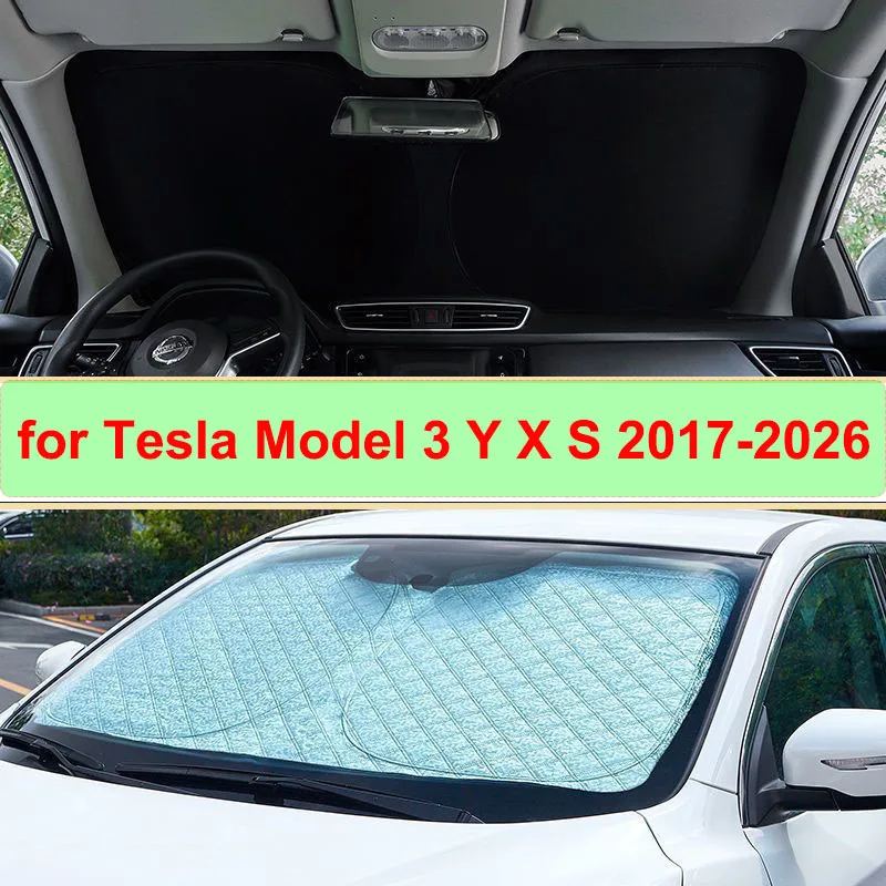 Pare-soleil avant épaissi pour Tesla Model Y Juniper 2026, compatible avec les modèles 3, X, S 2025, 2024 – Protection anti-UV