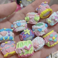New Arrival Oil Painting Style Hand Painted Round Beads Canvas Cream Handmade Beads DIY Charms for Bracelet Jewelry Material