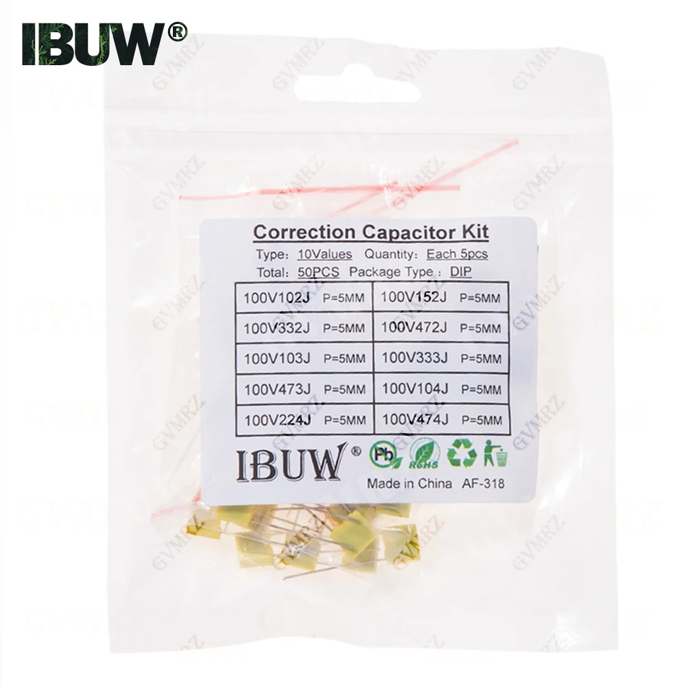 Polypropylene Safety Plastic Film kit 100nf 220nf 10nf 47nf 22nf 1nf 0.47uf 0.1uf 330nf Correction capacitor