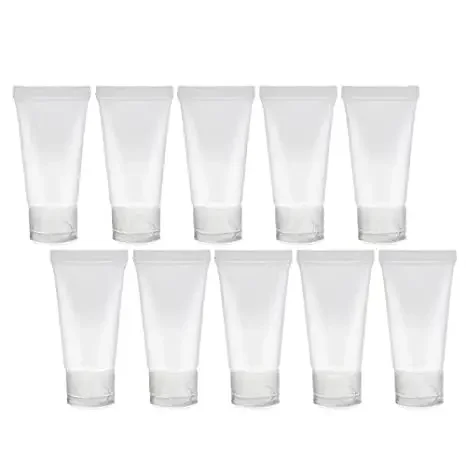 10Pcs 15/20/30/50/100ml Empty Clear Plastic Cosmetic Tubes Refillable Travel Sample Container for Detergent Face Wash Hand Cream