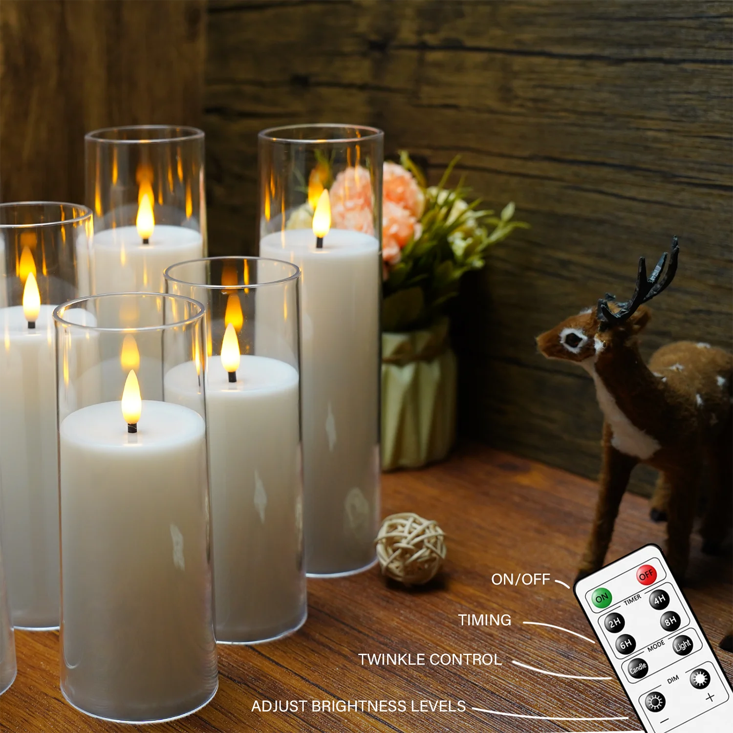 5Pcs Led Flameless Electric Candles Lamp Acrylic Glass Battery Flickering Fake Tealight Candle Bulk for Wedding Christmas ﻿