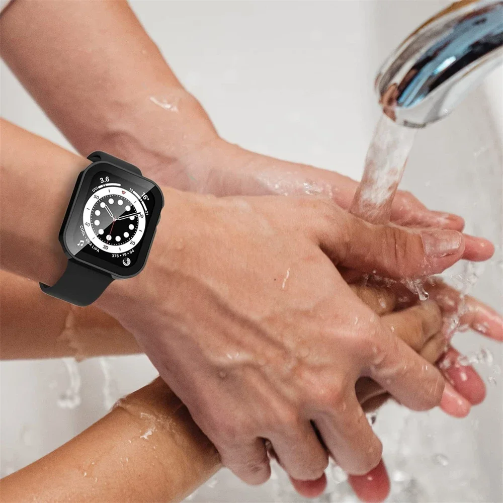 Водонепроницаемый чехол для Apple Watch 7 8 49 мм 44 мм 45 мм 40 мм 41 мм с прямым краем, защитный чехол для экрана iWatch 4 5 SE 6 7 8 Ultra