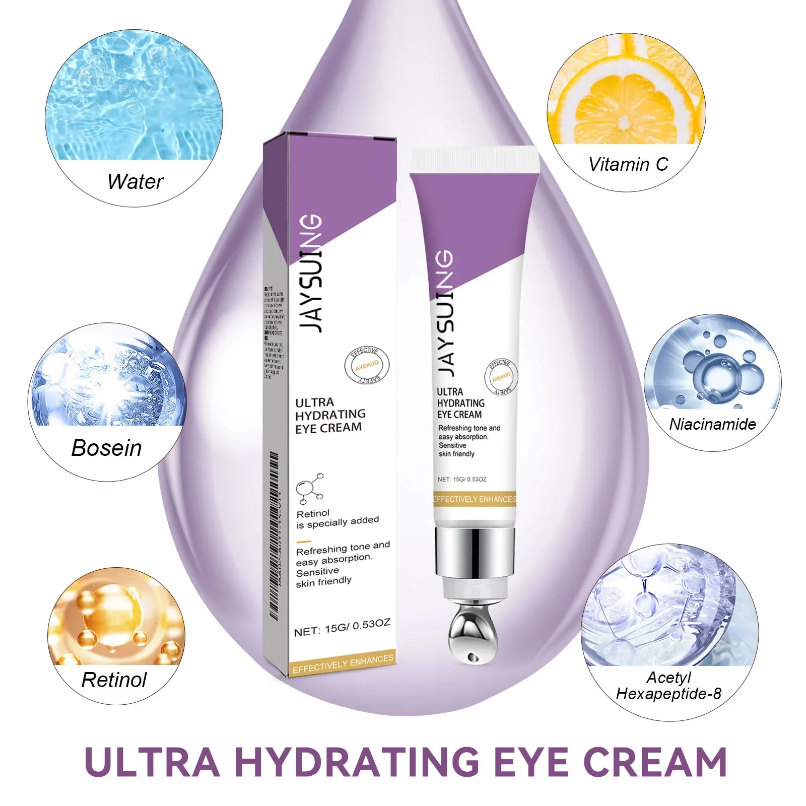 Retinol Anti-wrinkle Eye Cream Instant Remove Dark Circles Eye Bags Fade Fine Lines Anti-Aging Puffiness Firm Whitening Eye Care