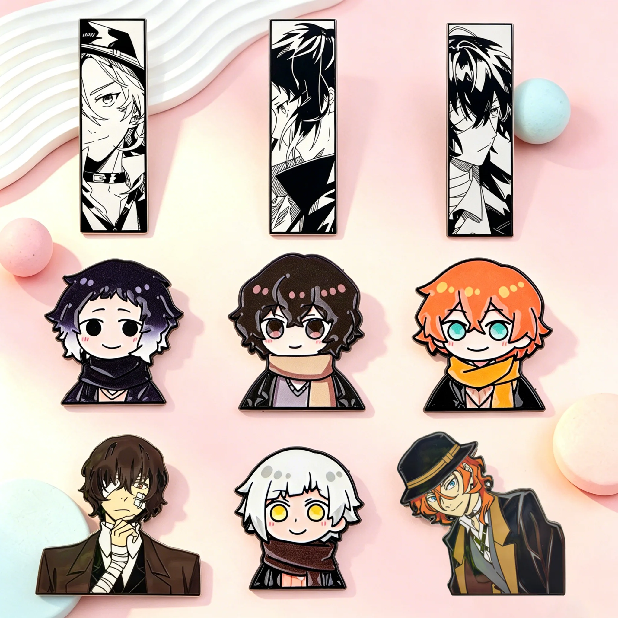 Dazai Emaille-Pins Manga Anime Broschen Niedliche Abzeichen für Rucksäcke Jacken Hüte Fans Sammlung Geschenke Cosplay Accessoires