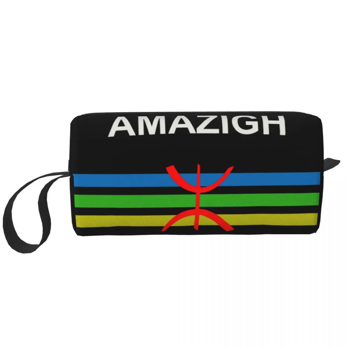 Amazigh Flag And Emblem Toiletry Bag for Women Berber Imazighen Makeup Cosmetic Organizer Lady Beauty Storage Dopp Kit Box Case