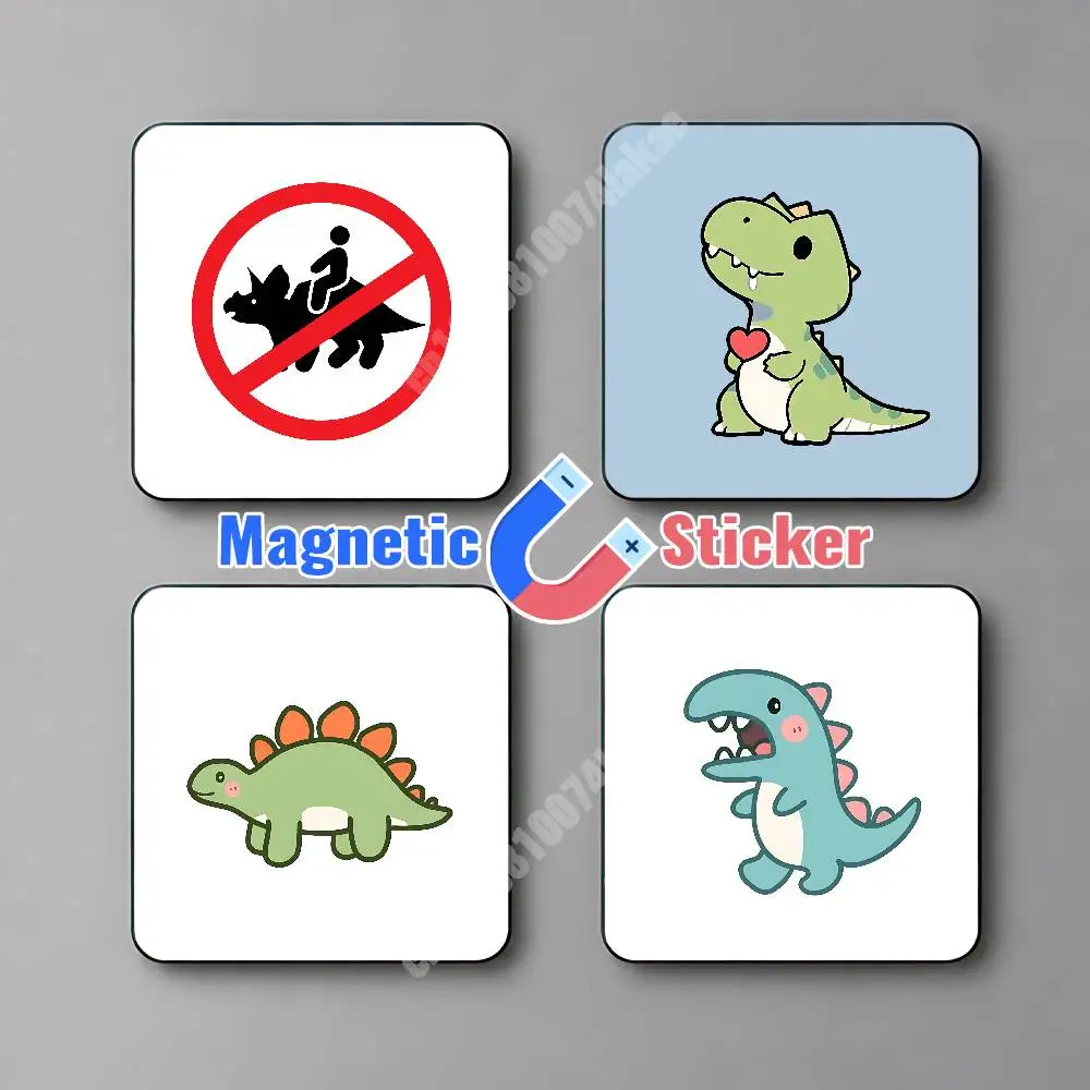 

Funny Dinosaur Stego Raptor Rex Magnetic Sticker Removable Fridge Decal for Metal Surfaces Magnet Label