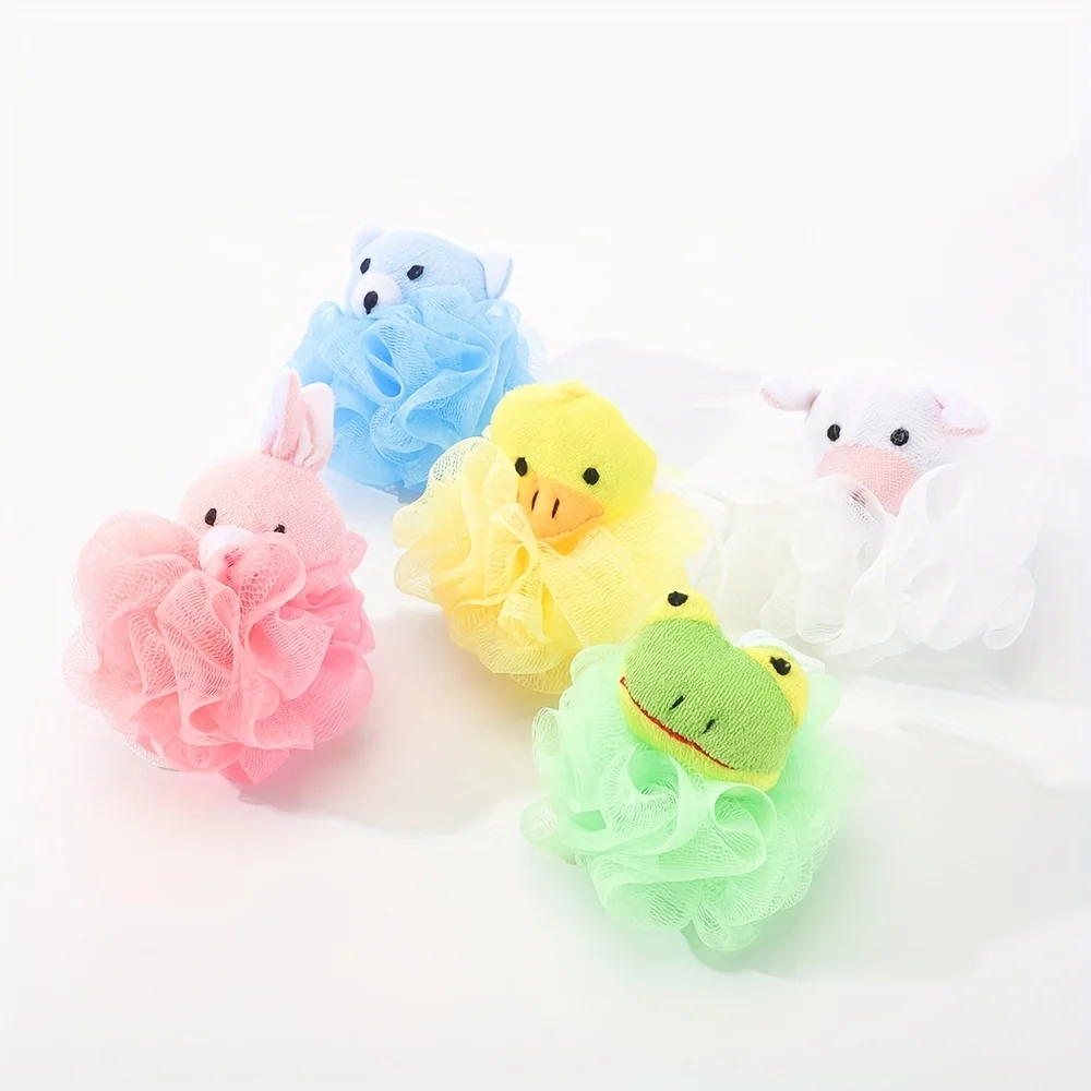 Bath Sponges Animal Kids Loofah Bath Pouf Mesh Animal Toy Bath Sponge Colorful Cartoon Body Scrubber Balls Shower Mesh for Kids