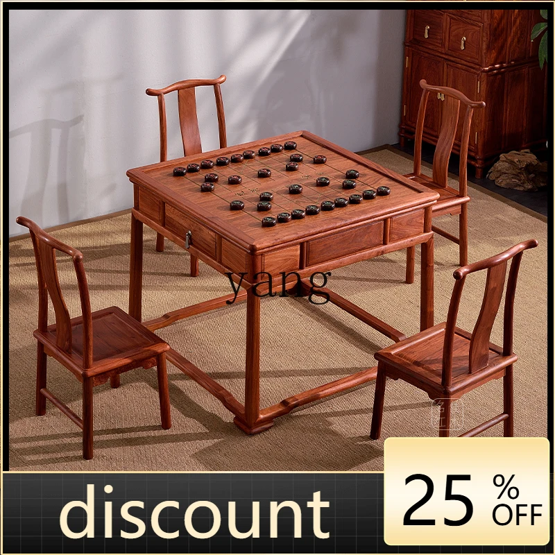 LTT multi-functional tea table rosewood big fruit red sandalwood Chinese solid wood square table