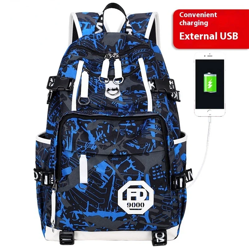 Teenage Boys Backpack High Middle School Students Bookbag Outdoor Daypack with USB Charge Port Big Student Laptop Backpack