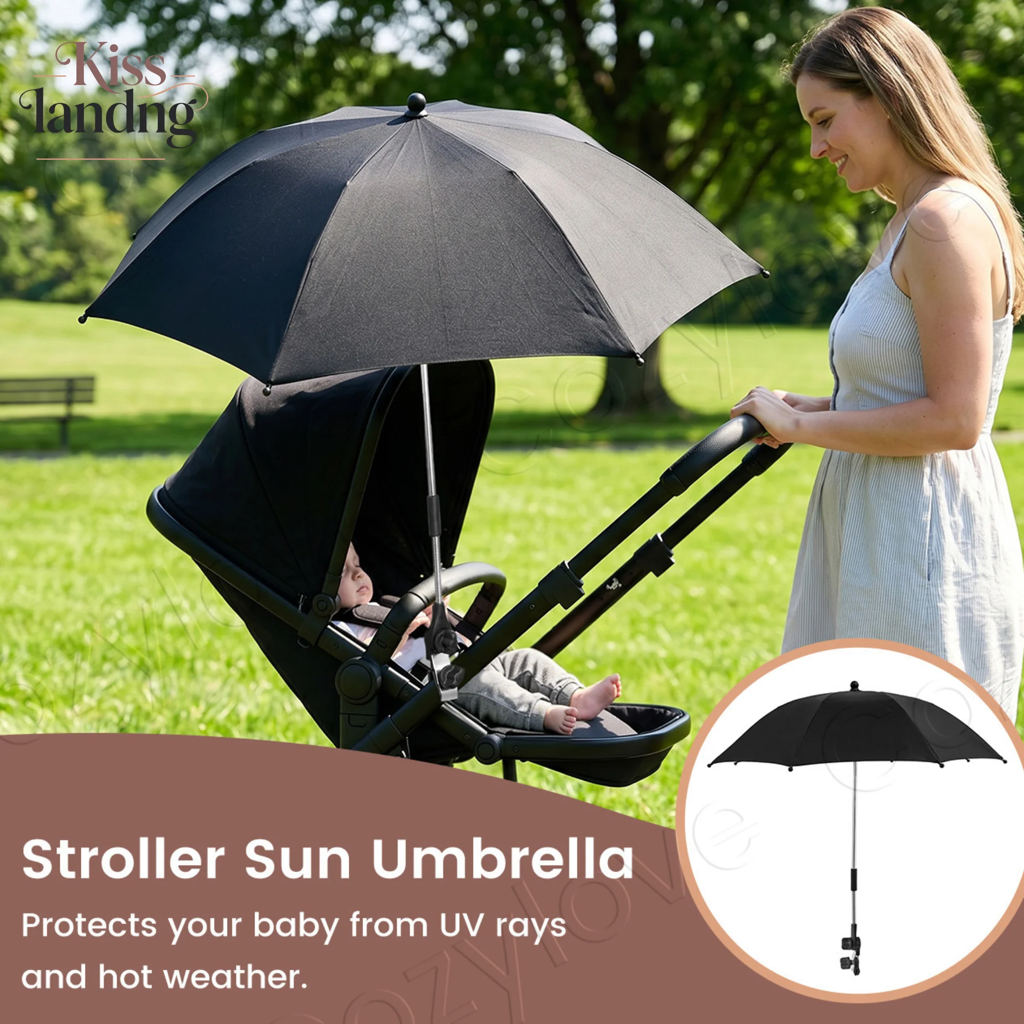 

UV Protection Stroller Sun Umbrella | Adjustable Universal Baby Stroller Parasol with Clamp, Anti-UV & Waterproof