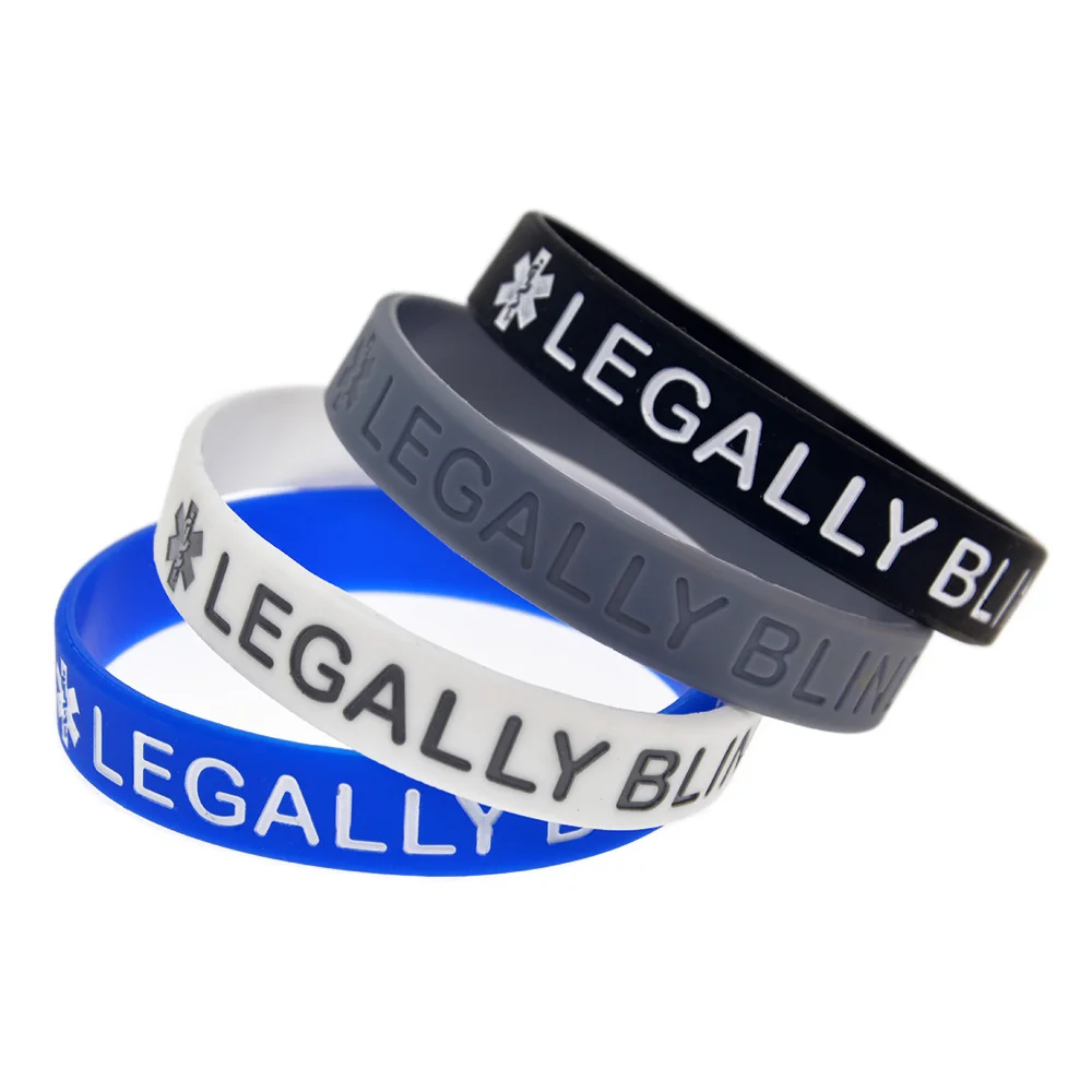 

50 Pcs Legally Blind Silicone Rubber Wristband no Gender Carry This Message As A Reminder in Daily