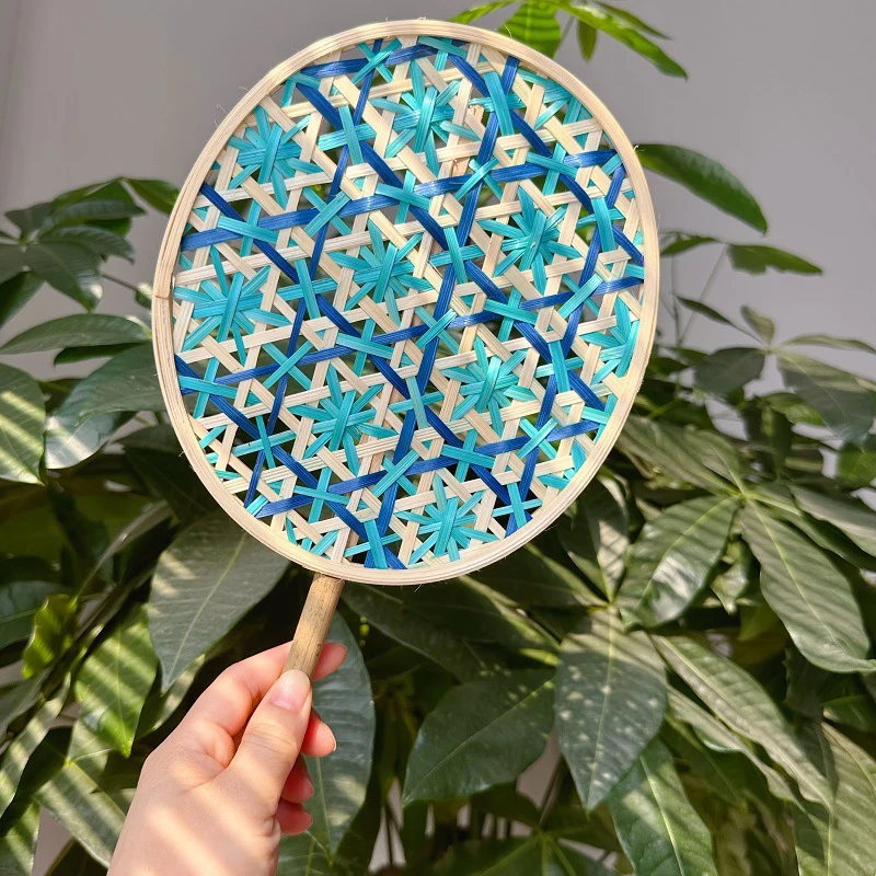 Colorful Handmade Fan Ethnic Style Bamboo Woven Fan Summer Anti-mosquito Cooler Braided Hand Fan Crafts Home Decoration