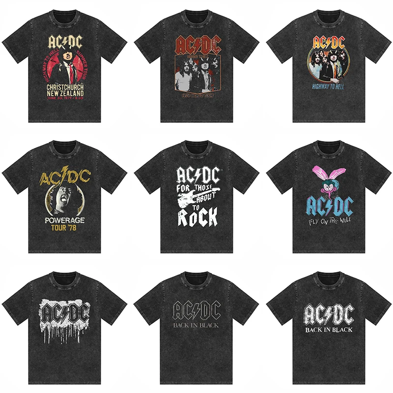 

Ретро-классическая футболка с логотипом AC/DC, в стиле панк-рок, оверсайз, с коротким рукавом, повседневная, хлопковая, дышащая, молодежная, летняя