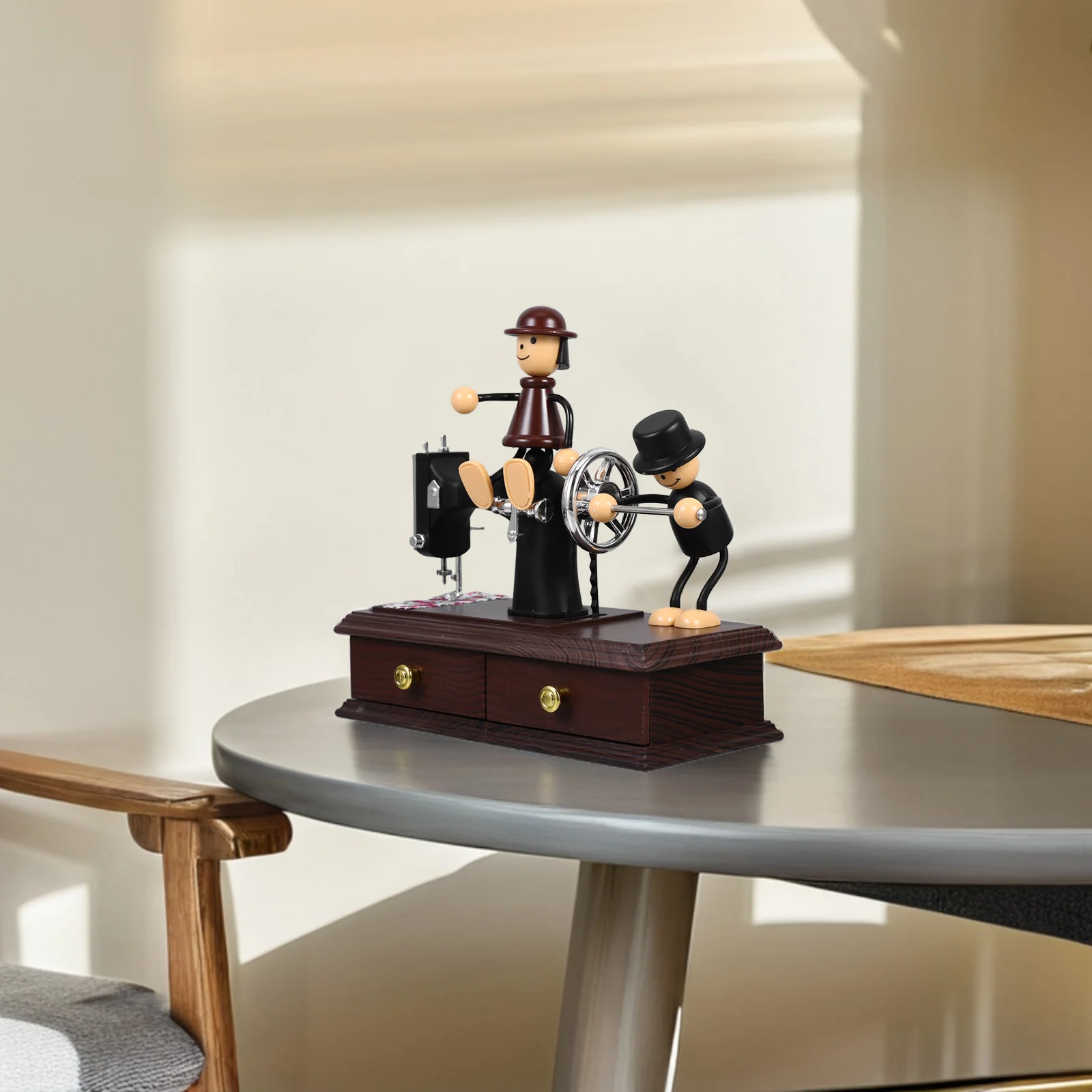 

Sewing Machine Shape Retro Music Box Mini Desktop Ornament Creative Vintage Birthday Gift Mini Musical Box Music