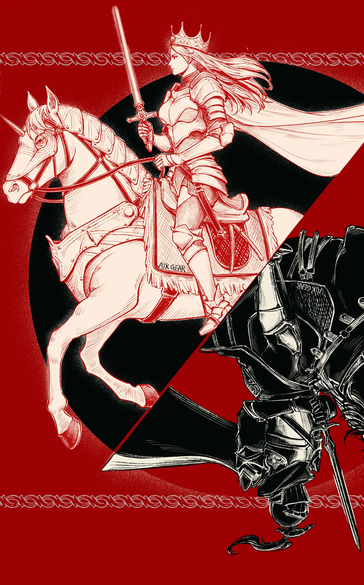 Original ATK Mauspads Warhorse Battle Riding Mauspad Original-Illustration E-Sports FPS-Spiel Büro Fearless Contract Delta – Detail 5