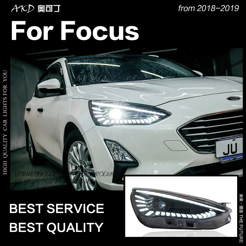 AKD Front Lamp for Ford Focus Headlights 2018-2019 New Focus LED Head Light Dynamic Signal Led Drl Hid Bi Xenon Auto Accessories