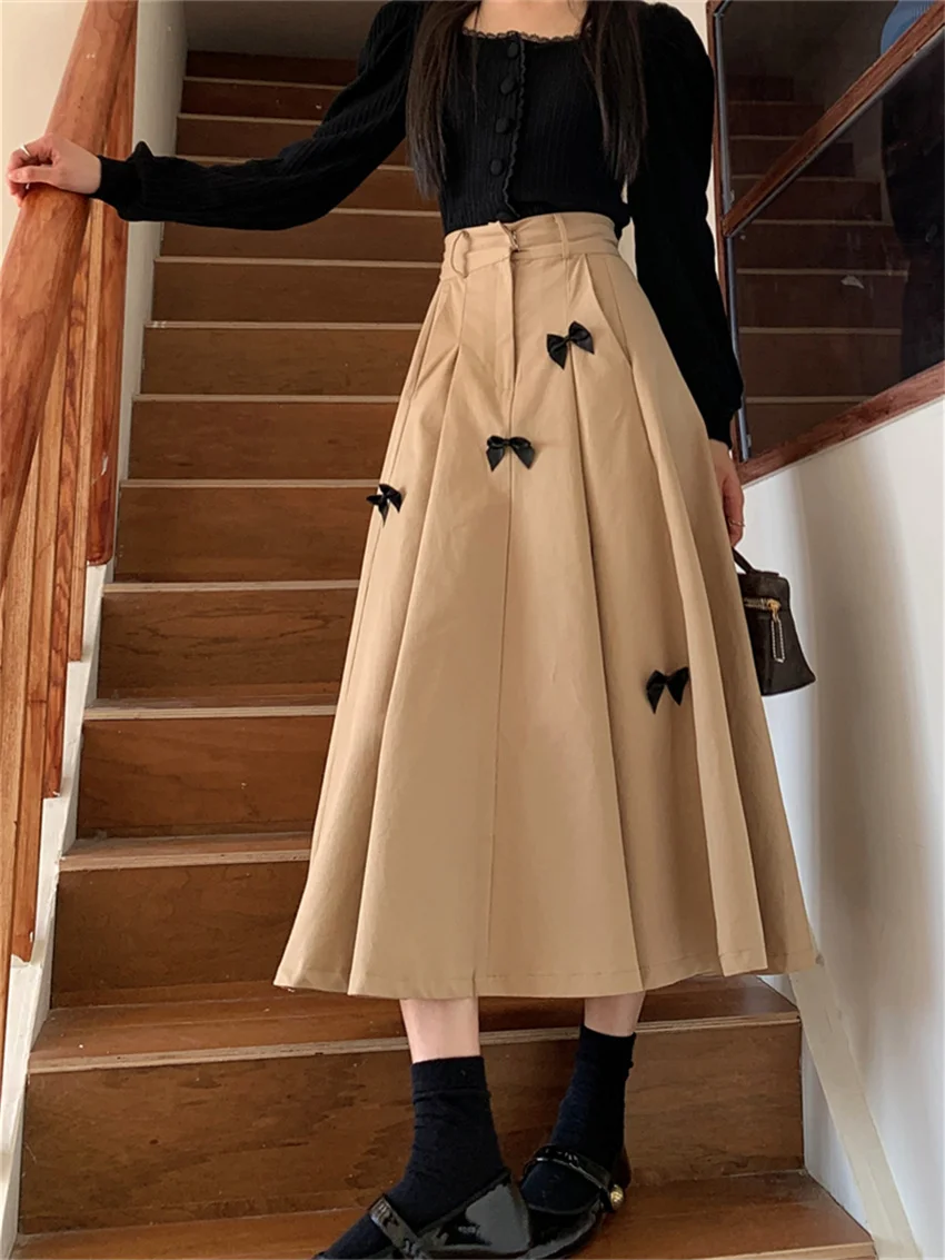

Alien Kitty Spring Elegant Retro Sweaters Women OL Square Collar Knitted A-line Fashion 2024 Loose Maxi Skirts Work Wear Daily
