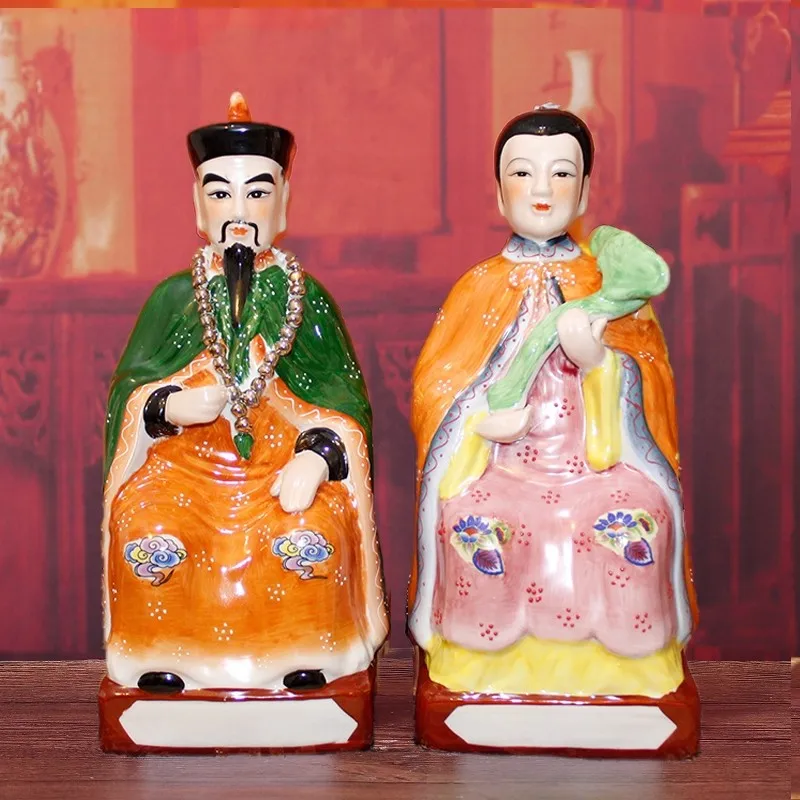 Antique Color Porcelain Statue - Hu Huang Chang Mang Four Great Families Deity, Chinese Folk Religion Altar Figurine, Home Prote