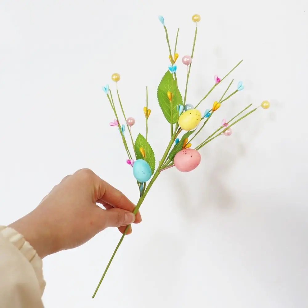 Colorful Easter Egg Tree Branch Festival DIY Bouquets Artificial Easter Egg with Foam Eggs Handmade Fake Plant Vase Ornament