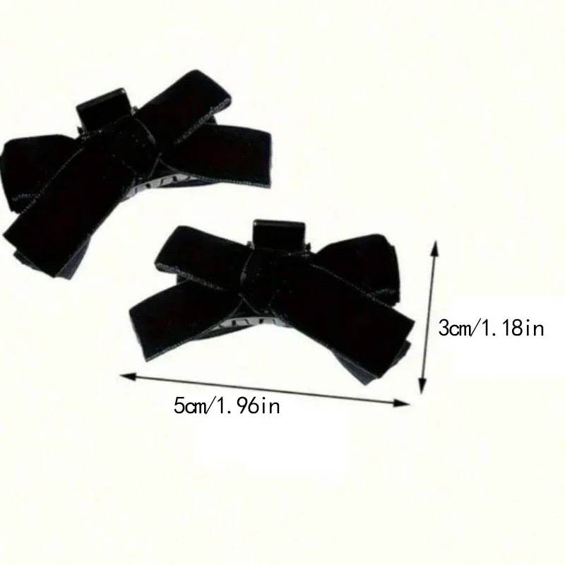 2pcs Black Bow Mini Claw Clips Vintage Velvet Hair Barrettes for Women Autumn Winter Princess Hair Accessories