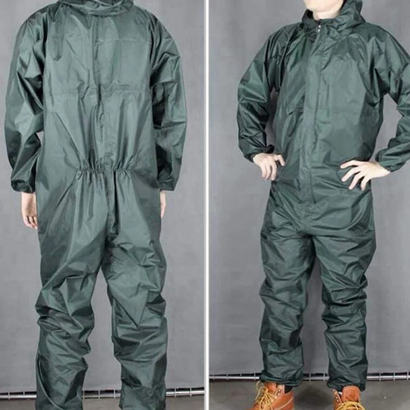 2PCS Motorcycle Raincoat /Conjoined Raincoat/Overalls Men And Women Fission Rain Suit Rain Coat XL, Black & Armygreen