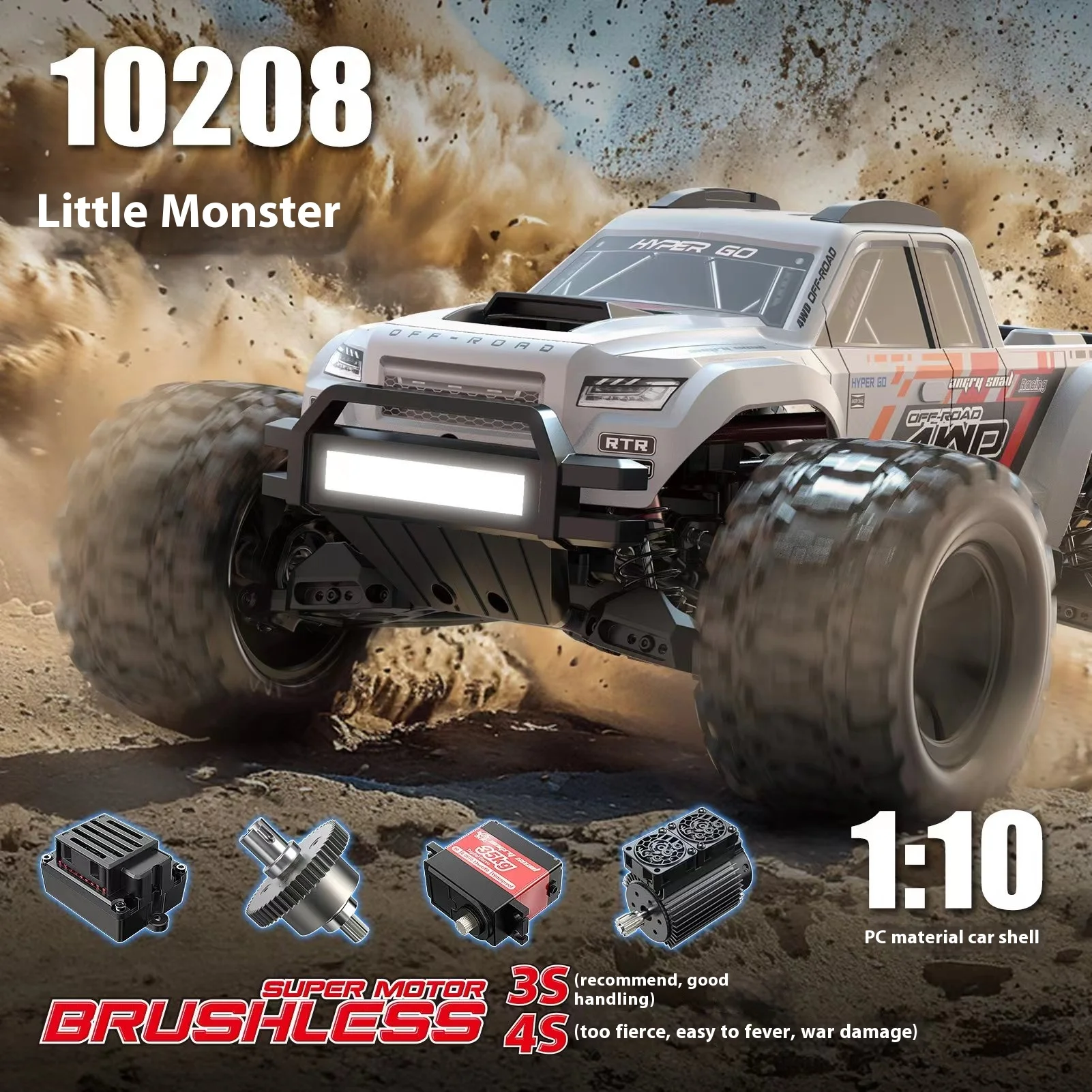 In Stock Rc 1/10 Mjx Hyper Go 10208 V2 Remote Control Car High Speed Brushless  Rc 4x4 Off Road Rc Drift Car Toy Car Upgrade par