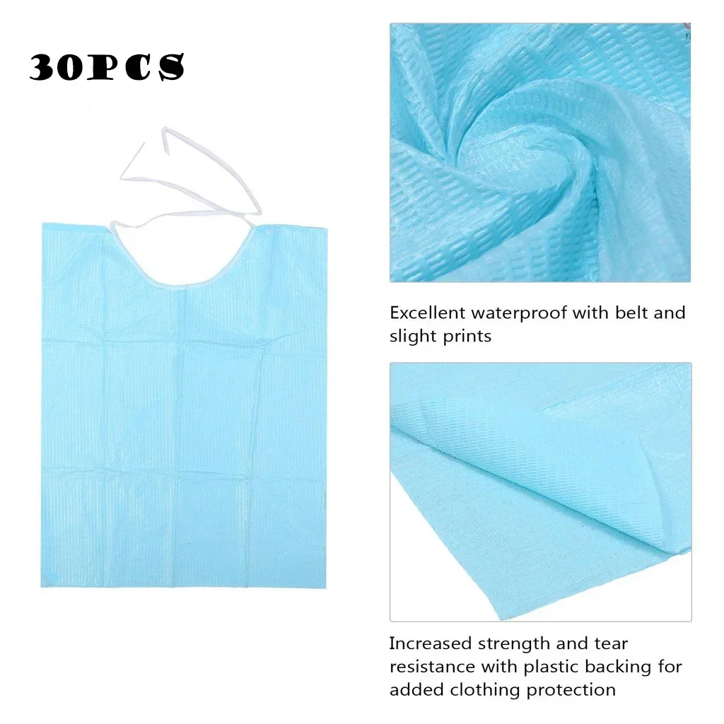 

30Pcs/bag Disposable Clean Wipes Pad Dental Piercing with Rope Waterproof Sheets Paper Napkins Medical Hygiene Care Bib