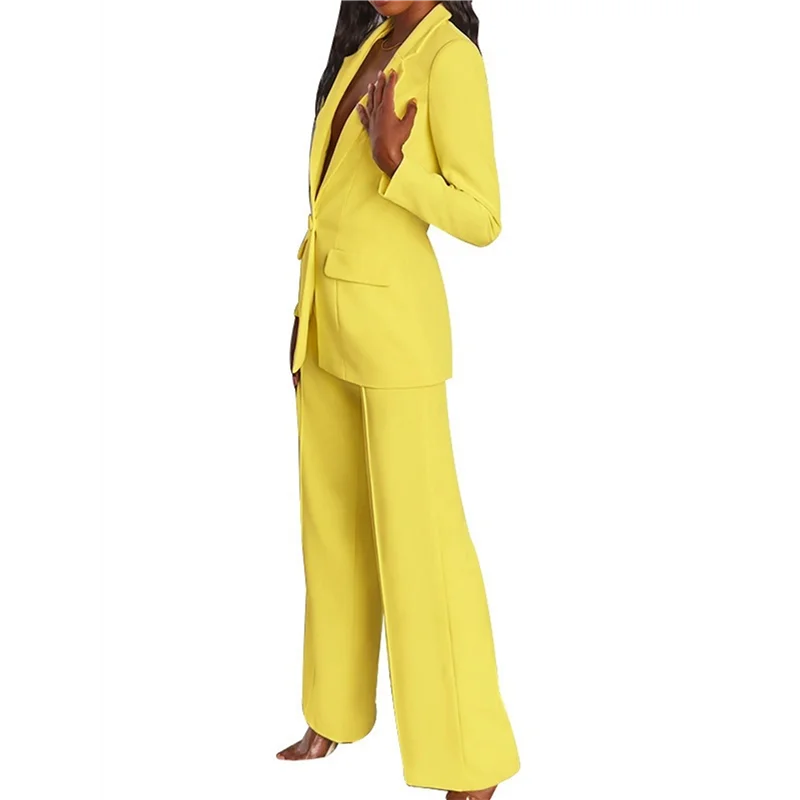 

ABP-Pants Suits For Women Dressy 2 Piece Business Casual Lapel Long Sleeve Open Front Blazer Pants Suit Set