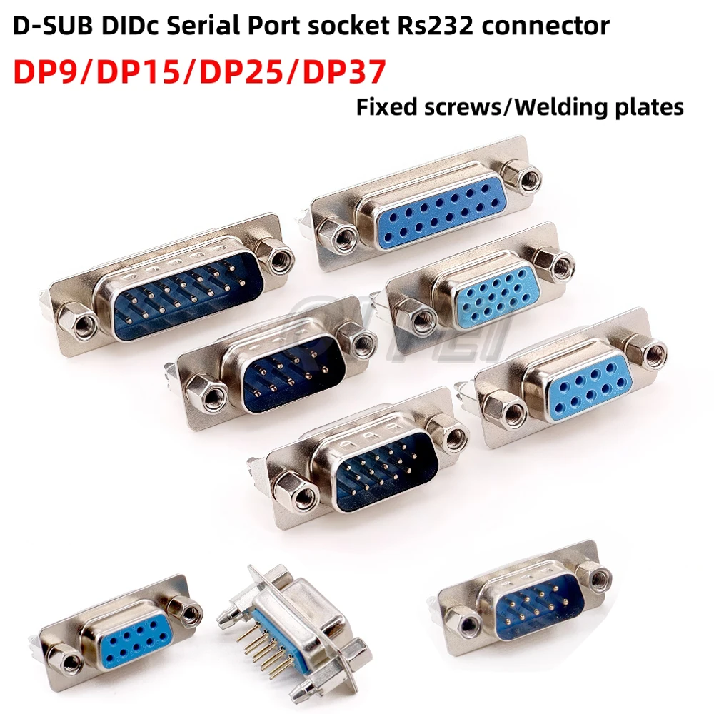

5PCS DP9 DP15 DP25 DP37 Serial Port Socket DIDC DB9 DB15 DB25 DB37 Plug Male Female Socket Fixed Screws Welding Plates Connector