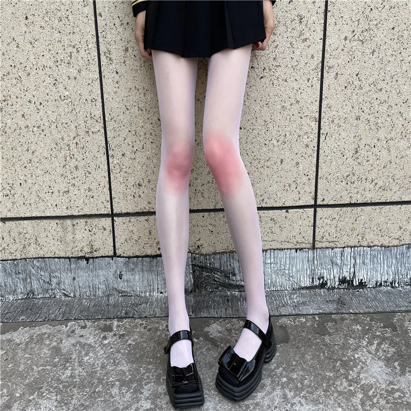 Powder blusher silk stockings thin pure white silk JK sweet Japanese Loli leg white jumpsuit socks